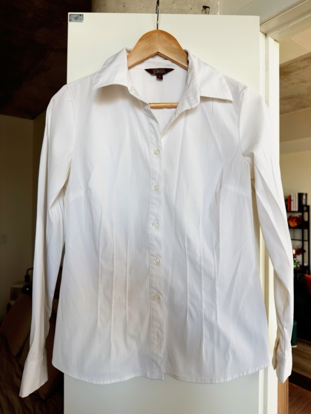 Jessica White Blouse with Brown Label Detail